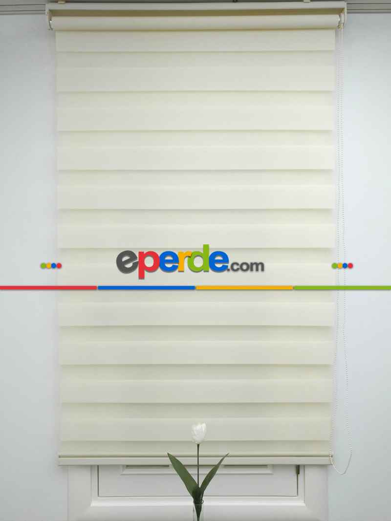 Oturma Odası - Zebra Perde - Düz Zebra Perde- Krem