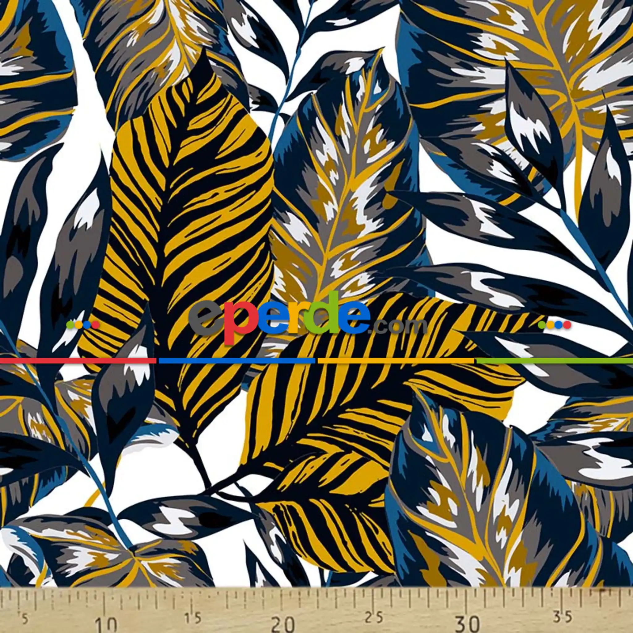 Mutfak Perdesi Kanat Fon Perde Yaprak Desenli- Siyah