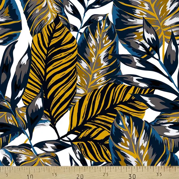 Mutfak Perdesi Kanat Fon Perde Yaprak Desenli- Siyah