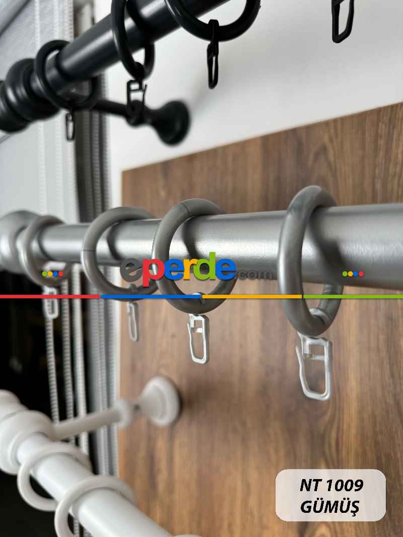 Gümüş Yaldız Raylı Veya Raysız Plastik Halkalı Rustik Perde Askısı