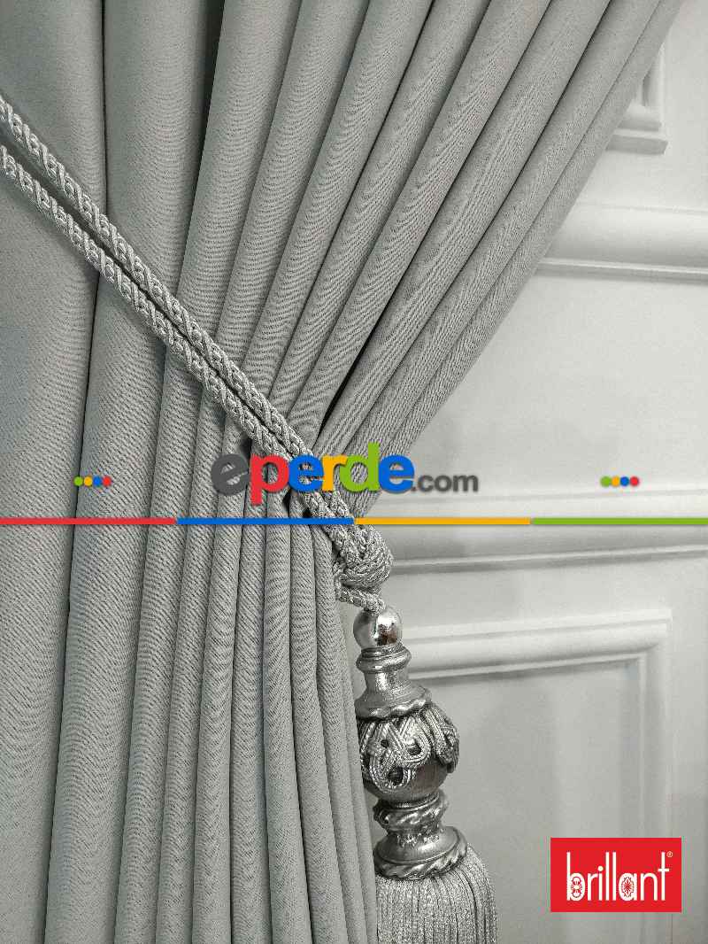 %90 Brillant Karartma Blackout Açık Gri Renk Fon Perde- Gri Açık