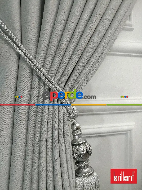 Yatak Odası - Brillant Karartma Blackout Açık Gri Renk Fon Perde- Gri Açık