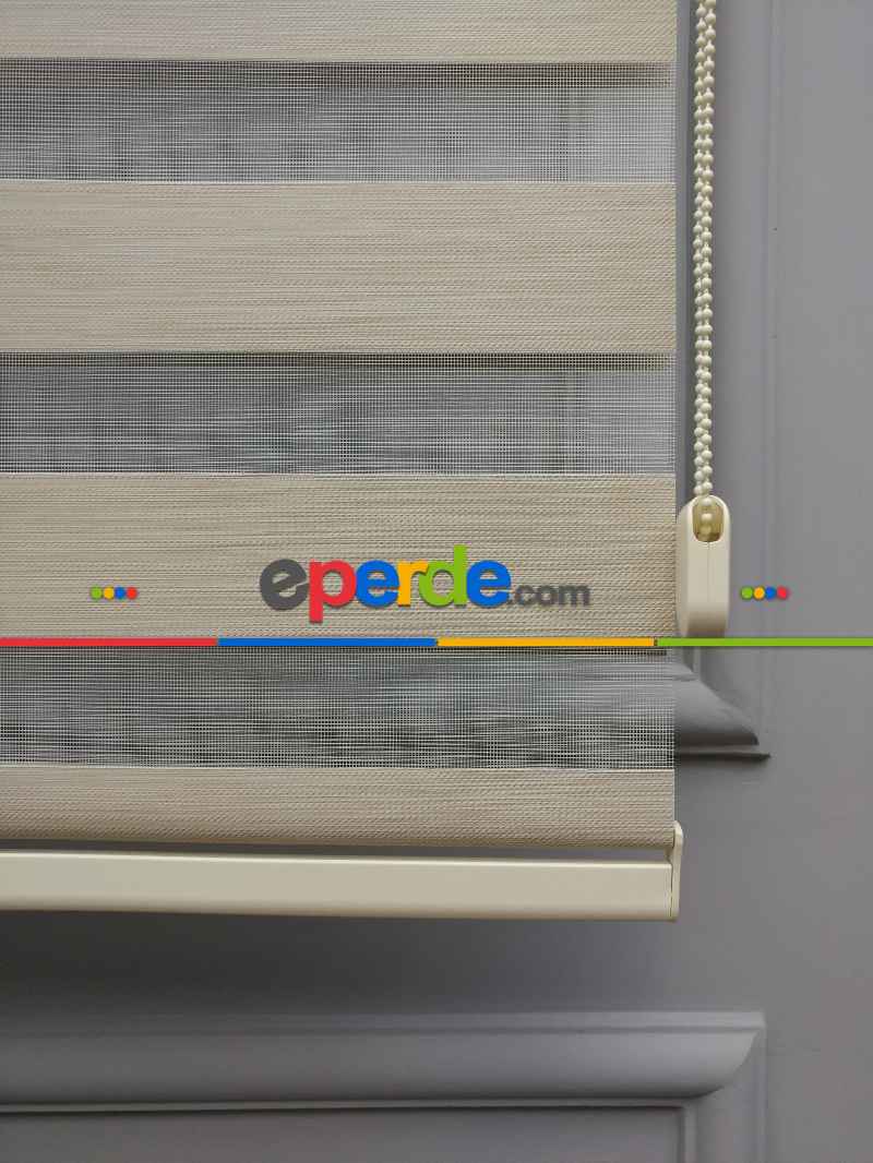 Karartma Zebra Perde - Blackout Zebra Perde-ışık Geçirmez Zebra Perde- Bej