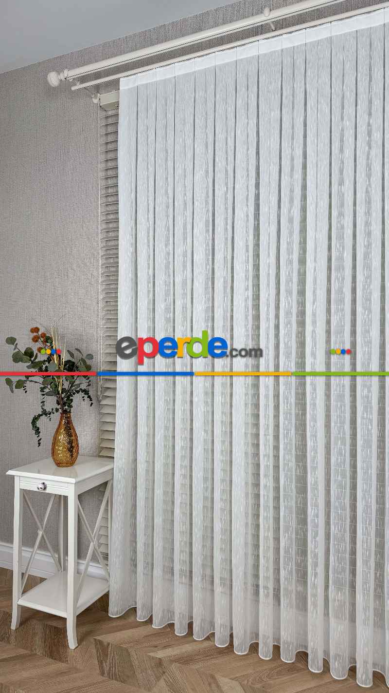 Ekru, Bambu Keten,tül Perde,yumuşak Ve Dökümlü