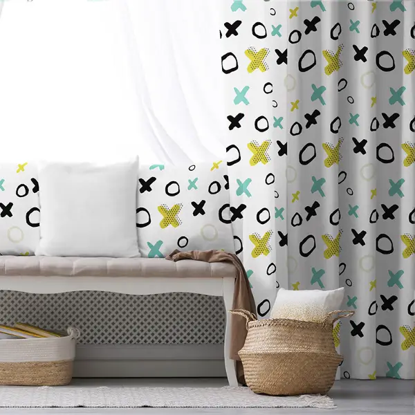 Çocuk Odası - Oturma Odası Fon Perde Evim996 Kumaşı Kalındır Duck Bezi Değildir- Mavi-beyaz