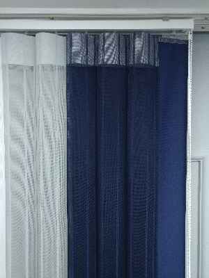 Lens Akıllı Dikey Tül Perde 112- Lacivert-beyaz-gümüş