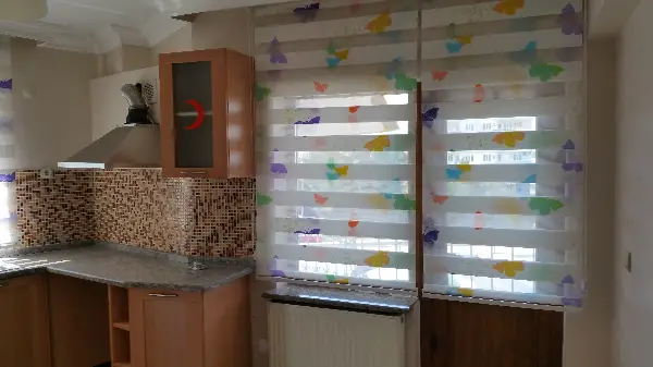 Mutfak İçin Zebra Perde- Mavi