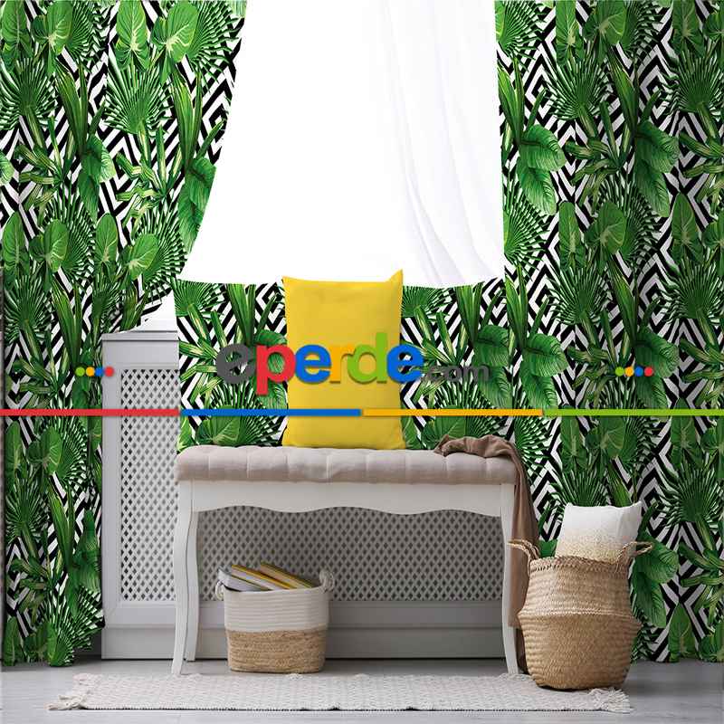Tropikal Fon Perde Evim K-22 Kumaşı Kalındır Duck Bezi Değildir