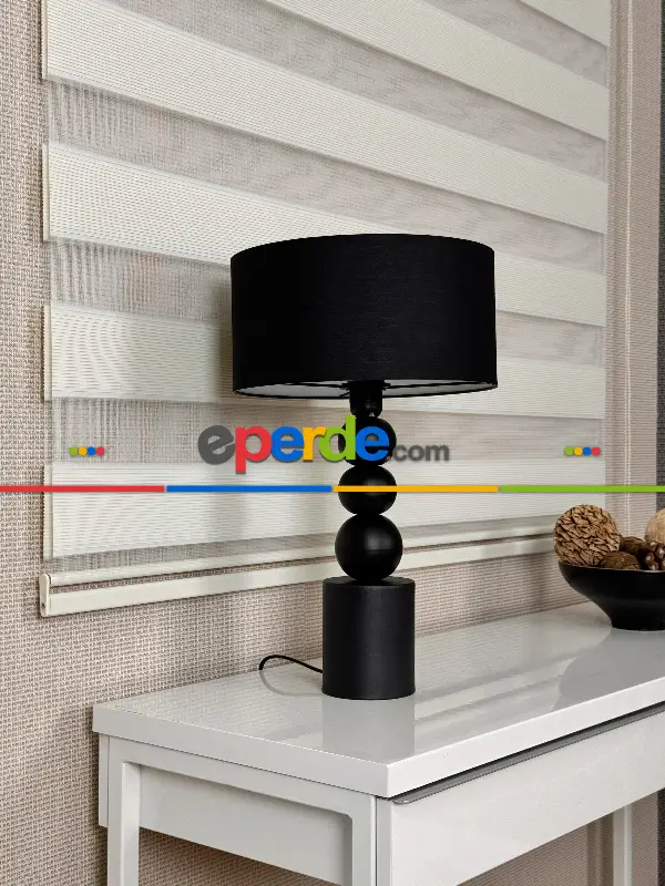 Salon Krem Dar Sık Pliseli Zebra Perde, Standart Metal Kasalı Yüksek Kalite Kornişe Kolay Montaj Seçenekli