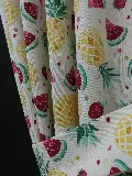 Karpuz-ananas-çilek Desenli Fon Perde (leke Tutmaz )- Kırmızı-hardal Sarısı