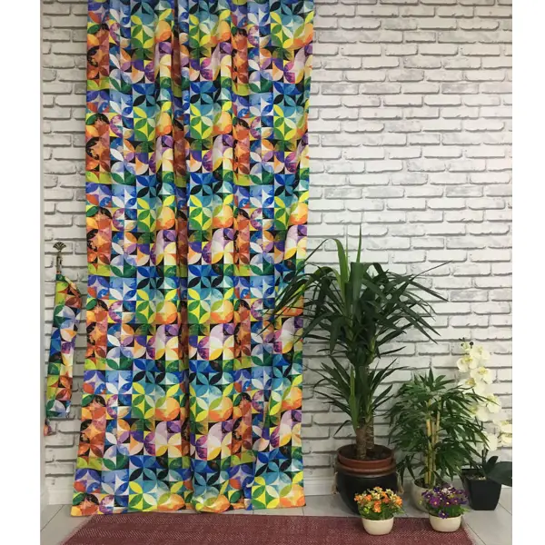 Pop-art Desenli Fon Perde Evm210 -p - Kumaşı Kalındır Duck Bezi Değildir.- Çok Renkli