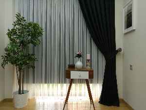 Siyah Renk Jakar Desenli Fon Perde - Siyah