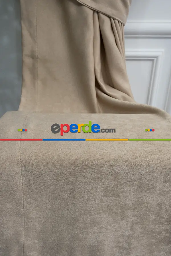 Salon - Soft Taş Rengi Fon Perde Dökümlü En - Taş Rengi