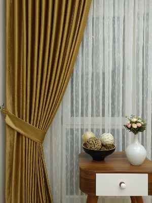 Mikro Saten Fon Perde - Altın- Altın