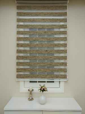 Lüx Bambu Zebra Perde Ahşap Görünümlü - Kahverengi- Kahve Venge