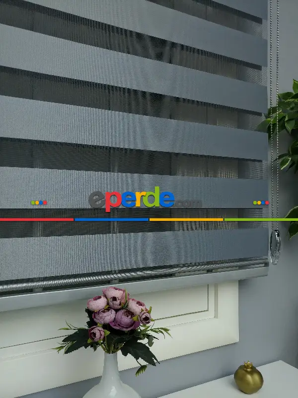 Antrasit Zebra Perde - Düz Zebra Perde