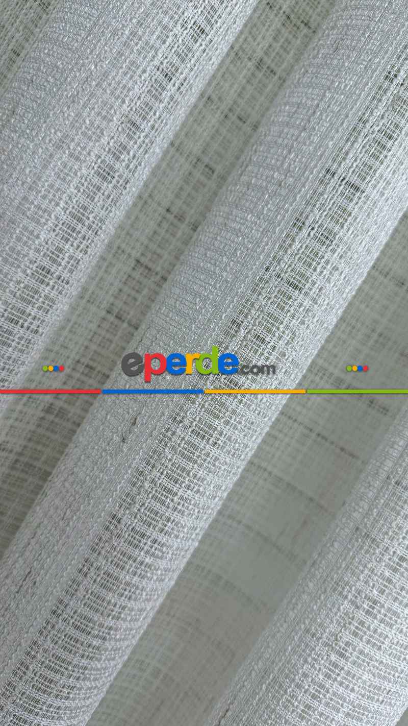 Ekru Özel Dokuma, Özel İplik Keten Düz Tül Perde - Ağır Gramajlı Premium