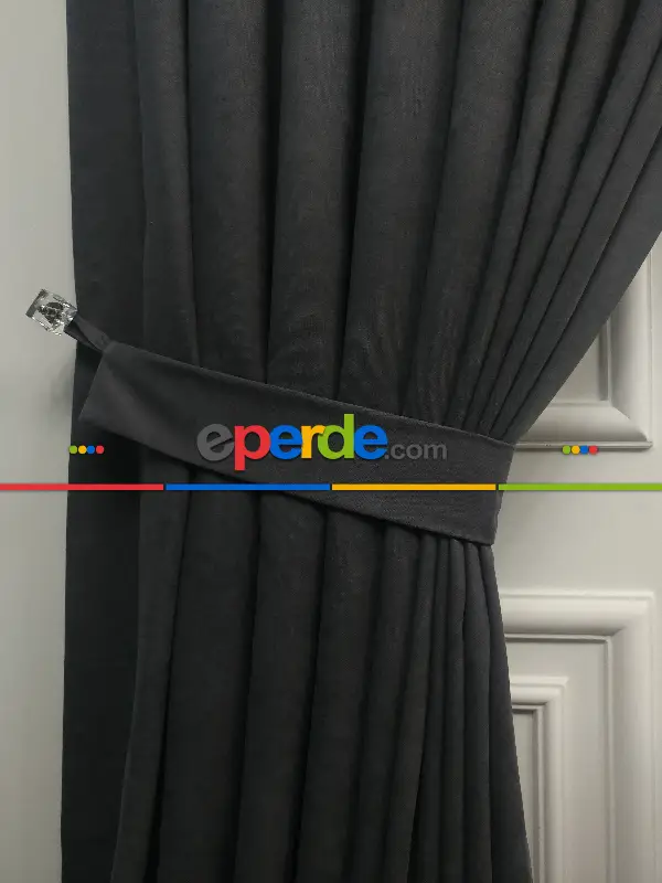 Arzenen Birinci Sınıf Kalite Kadife Dokulu Tek Kanat Fon Perde.- Antrasit