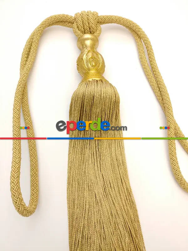 Altın Hardal Sarı Gold Braçol Perde Bağı- Sarı-altın
