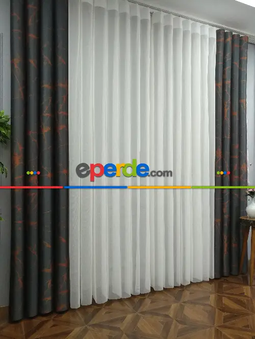 Lens Akıllı Dikey Tül Perde Mermer-23- Çok Renkli 2