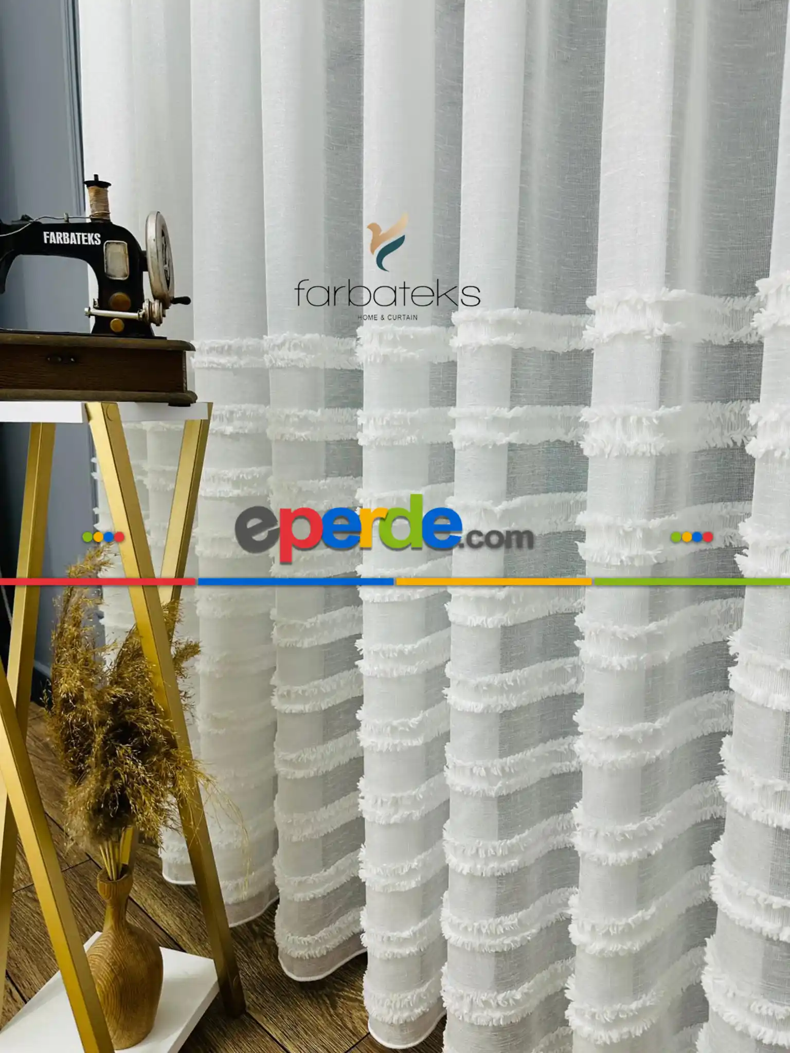 Puf Puf Ponponlu Saçaklı Tül Perde