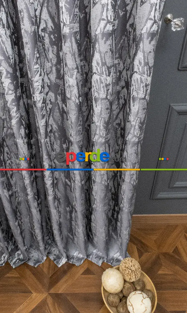 Yatak Odası - Jakar Dokuma Fon Perde Antrasit Gri