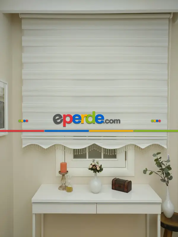 Zebra Perde - Micro Pilise - Simli Renk Geçişli Zebra Perde- Altın Simli-Ekru