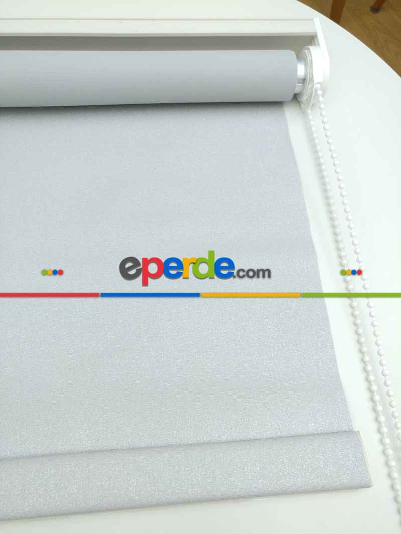 Gri Stor Perde Pastel Simli Serisi (pvc Kaplama) Kalın Dokulu- Gri Simli