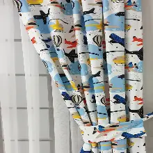 Bebek Odası Fon - Uçak Helikopter Desenli Fon Perde Evm801 Kumaşı Kalındır Duck Bezi Değildir- Siyah