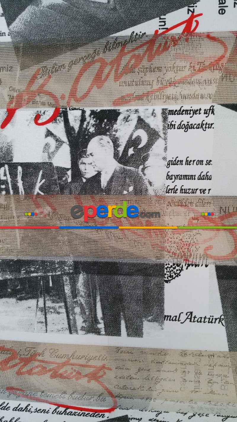 Atatürk Baskılı Zebra Perde- Siyah-kırmızı-beyaz-siyah Kırmızı- Çok Renkli 3