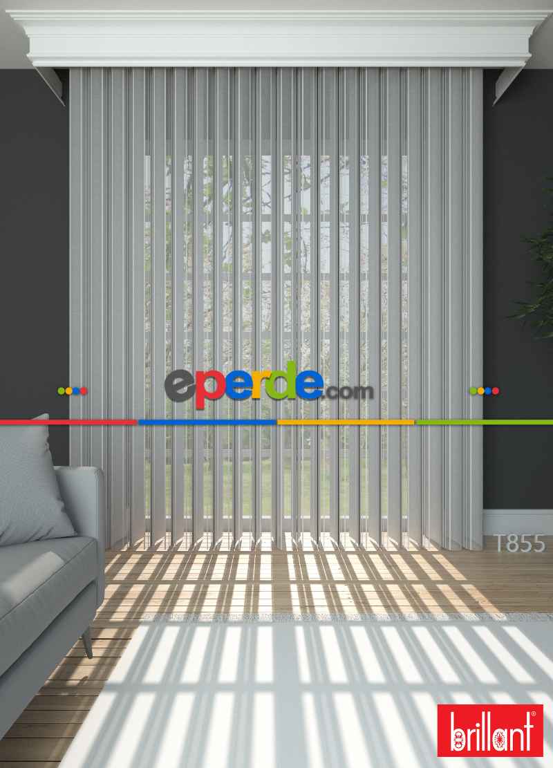 Brillant Akıllı Tül Perde Kremsi Gri Renkli Tül Dikey Zebra Perde Düz 1. Kalite