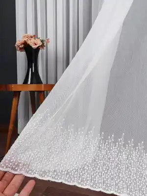 Etek Ucu Nakış İşlemeli Tül Perde