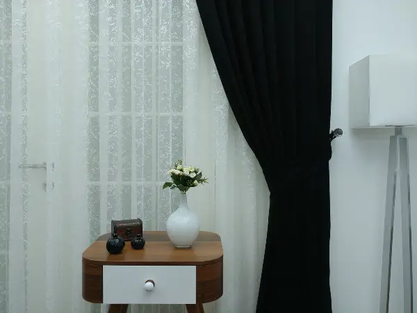 Siyah Düz Sade Mutfak Fon Perde Yan Kanat Perdesi- Siyah