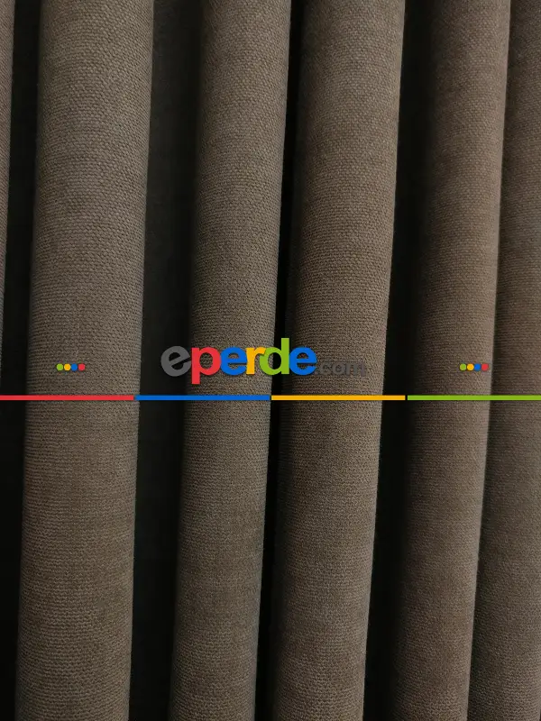 Salon Fon Perde - Kahverengi - Düz Fon Perde (  Dökümlü Fon Perde)- Sütlü Kahve