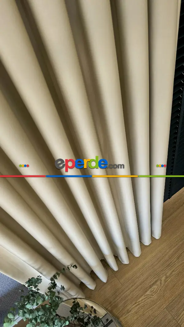 Yatak Odası - Bej Krem Blackout - Karartma Fon Perde, Premium Kalite Serisidir, u Oranında Işığı Keser