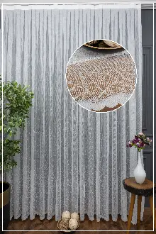 Genç Odası - Etek Ucu Örme Desenli Tül - Ekru