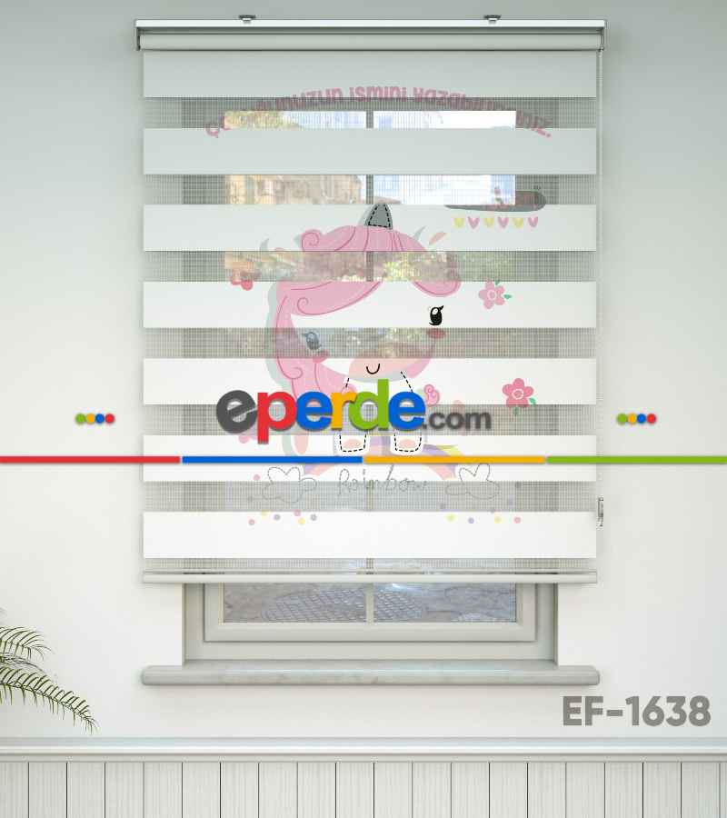 Unicorn Desenli Özel Baskılı Zebra Perde- Çok Renkli