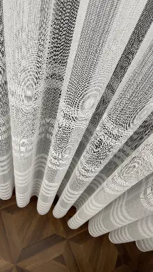 Salon - Premium Kalite Trend Perde Modelleri 2025 -enine Kumaş Bantlı Dokuma Tül Perde 02