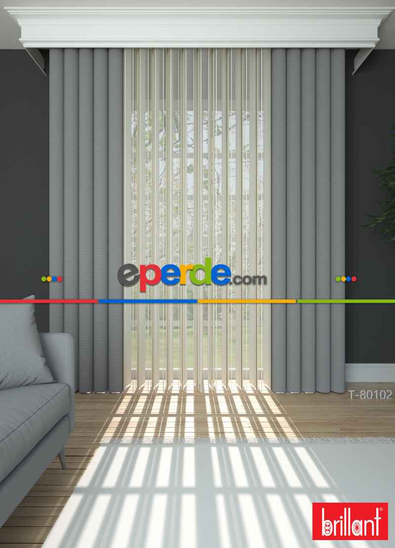 Brillant Akıllı Tül Perde Gri Renkli Tül Dikey Zebra Perde Düz 1. Kalite