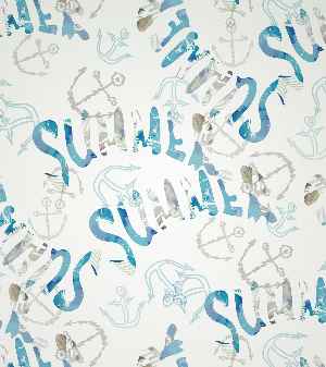 Summer Baskılı Stor Perde- Mavi-beyaz