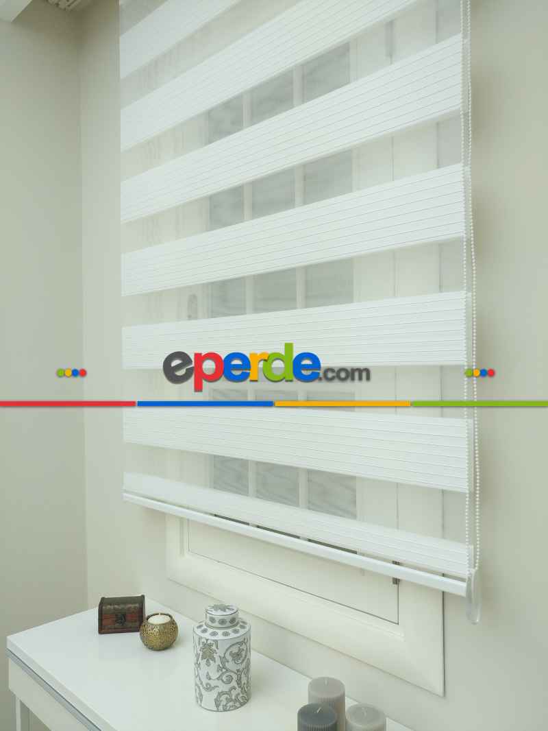 Zebra Perde Geniş Beyaz Kalın Plise 2021- Beyaz