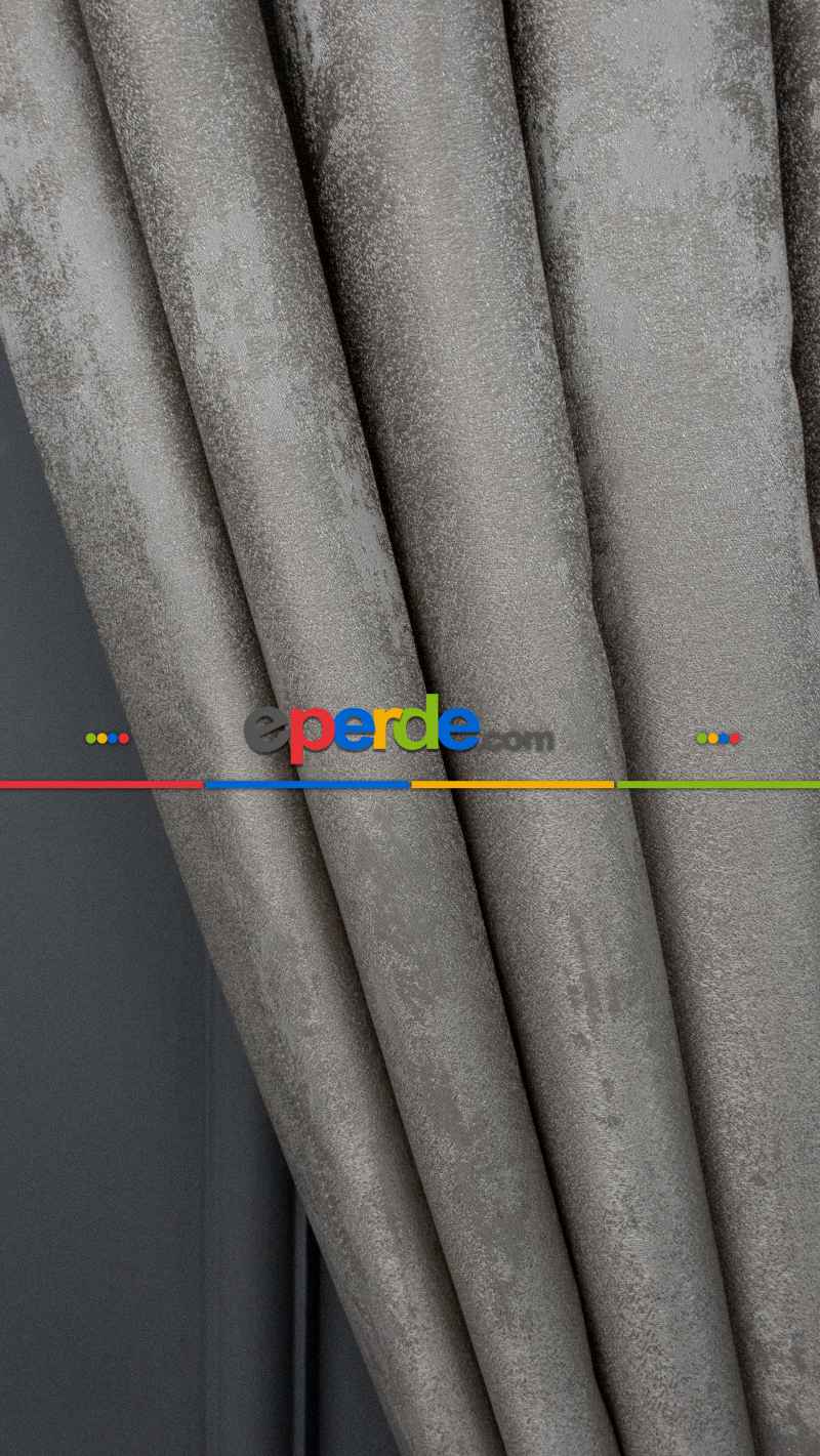 1. Sınıf Jakarlı Pano Fon Perde - Gri Lacivert Bantlı