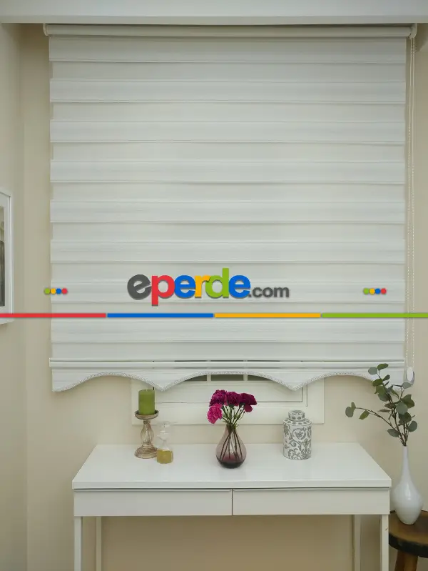 Salon Zebra Perde - Zebra Perde - Micro Pilise - Simli Geçişli Zebra Perde- Gümüş Simli