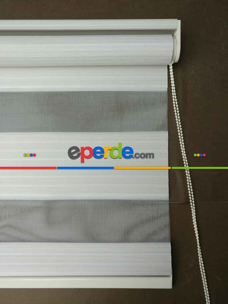 Mutfak - Zebra Perde - Geniş Pileli Zebra Perde- Krem Açık