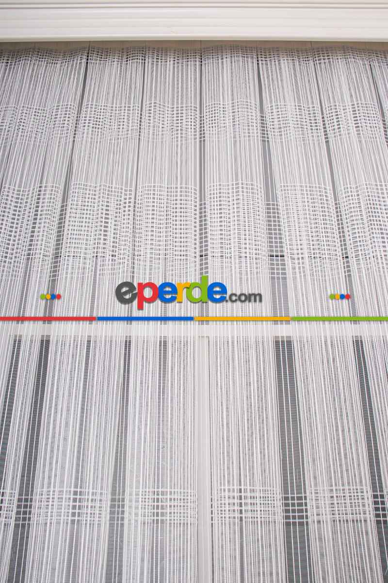 Mutfak Tül Perde - Pileli Düz Mutfak Perdesi- Ekru