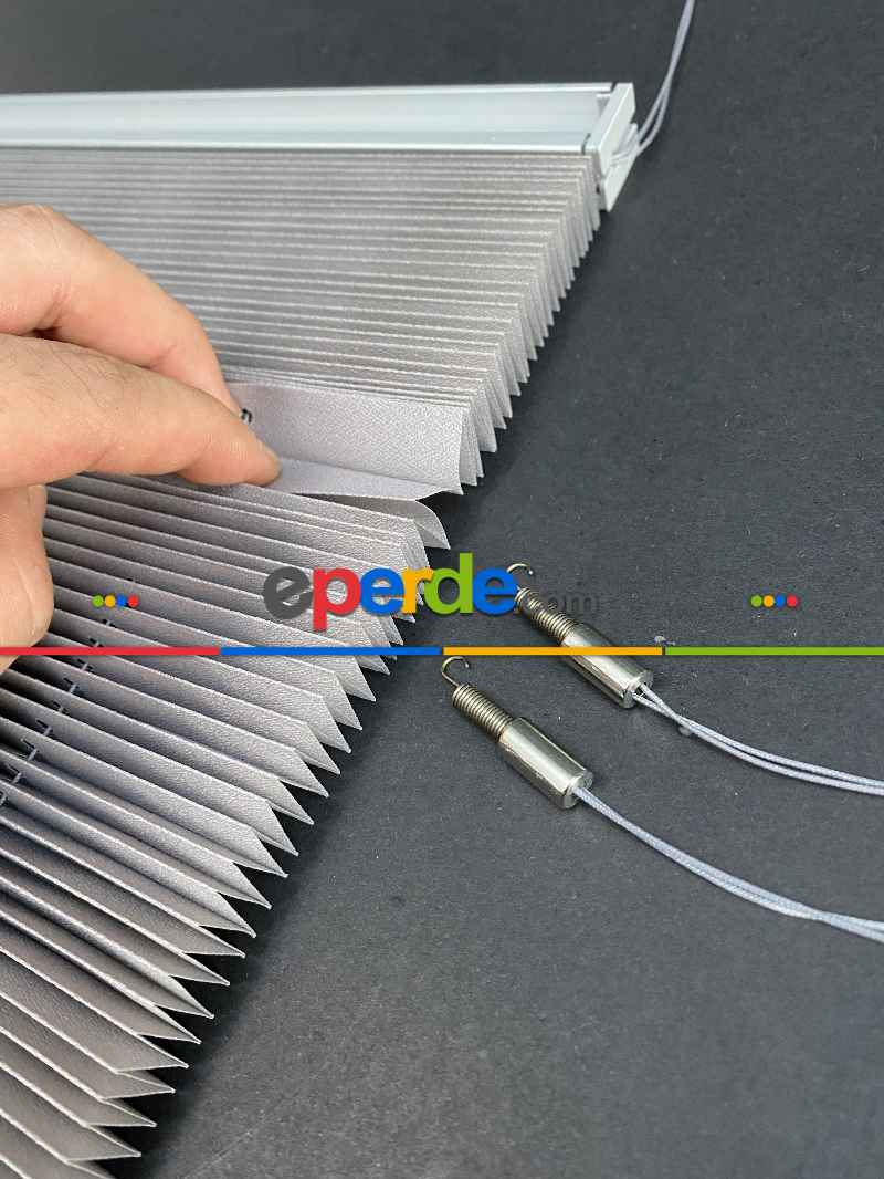 Mutfak - Plisel Perde, Gri Diamond Seri Cam Balkon Perdesi 1. Kalite Matkapsız Montaj Yaylı Sistem