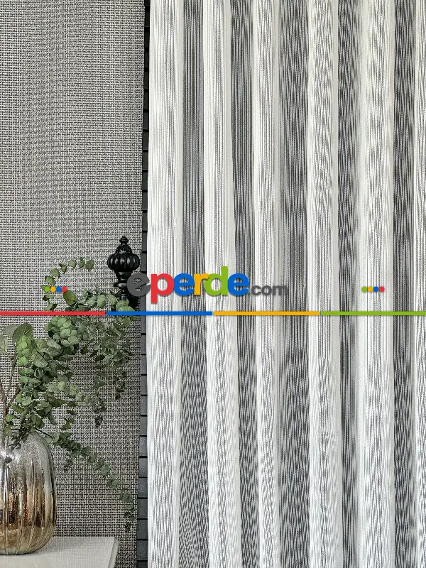 Mutfak Çizgili Tül Perde - Ürün Videosu Açıklamada Vardır