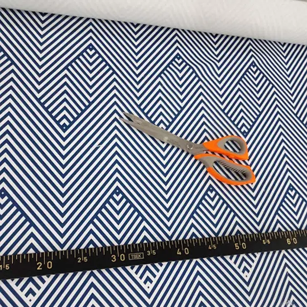 Lacivert Zigzak Desenli Fon Perde Evm620 Kumaşı Kalındır Duck Bezi Değildir- Lacivert-Beyaz