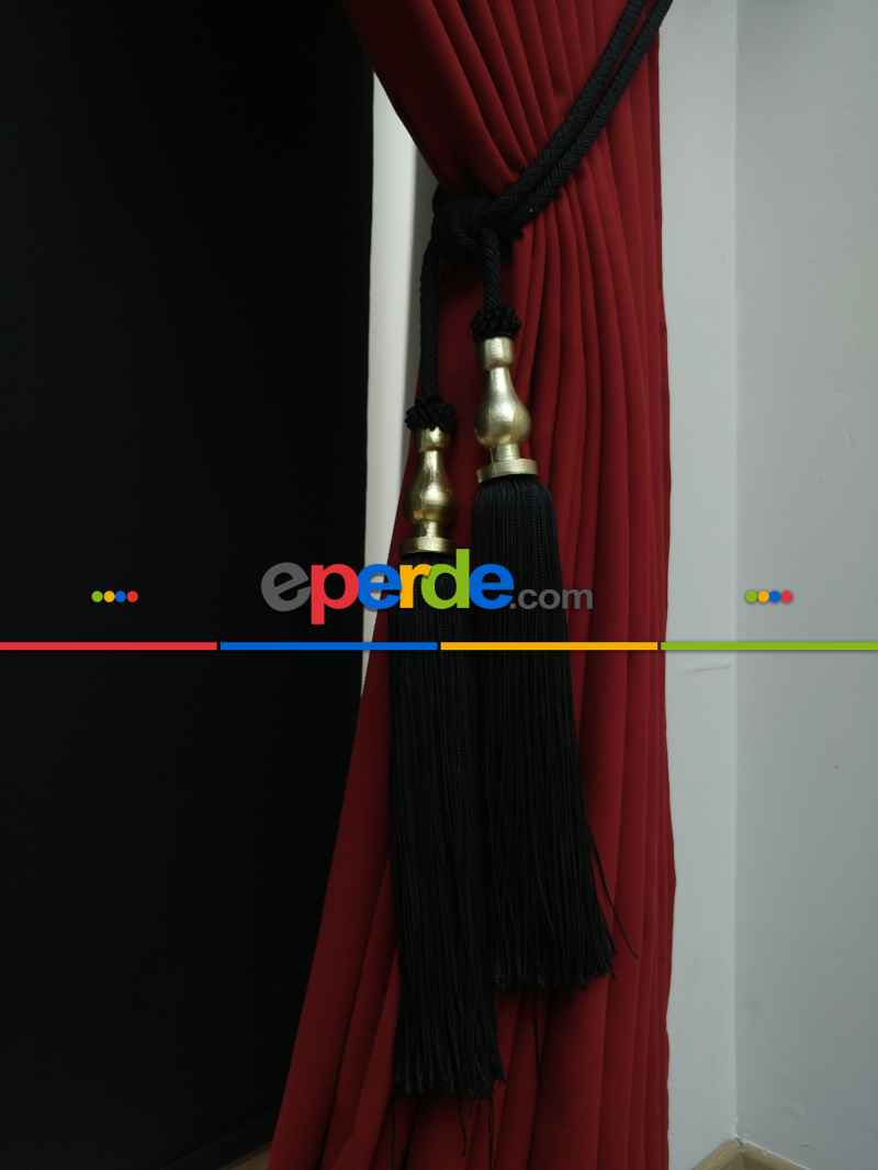 Düz Renk Dökümlü Fon Perde (150)- Kırmızı