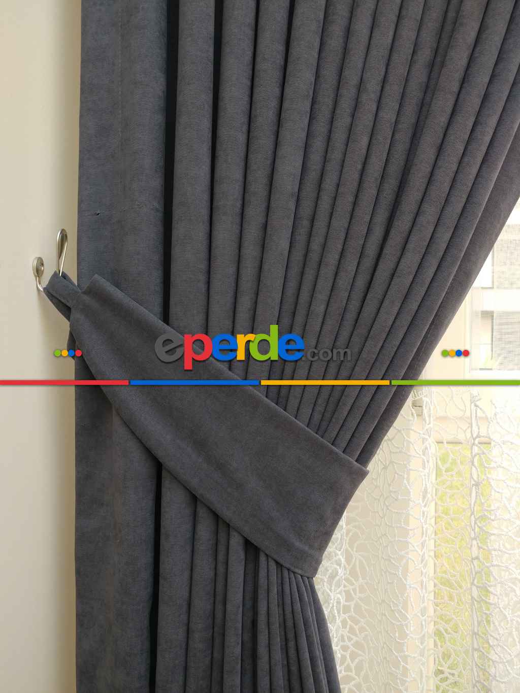 Koyu Gri Düz Fon Perde Kumaşı- Gri Koyu